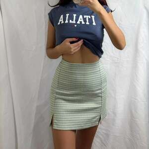 Brandy Melville Plaid Mini Skirt High Waisted Green Y2K Size XS/S